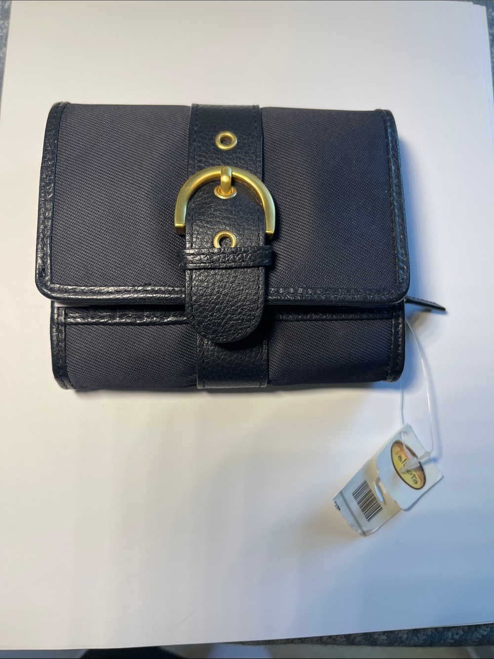 Talbots Navy Blue Wallet with Gold Buckle Detail